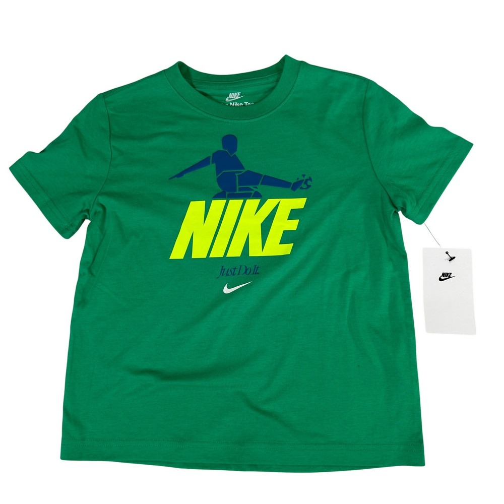 Nike Boys Stadium Green Graphic Soccer T-Shirt 86N967-E5D Size 7 NEW